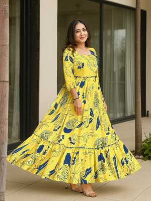 Prime Poster Anarkali Gown(Yellow)