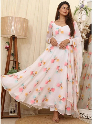 SIYA FASHION ONLINE Anarkali Gown(White)