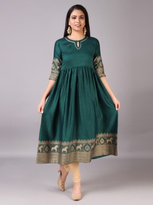 v tradition Anarkali Gown(Green)