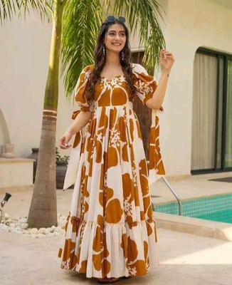 swara creation Women Self Design Anarkali Kurta(Yellow)