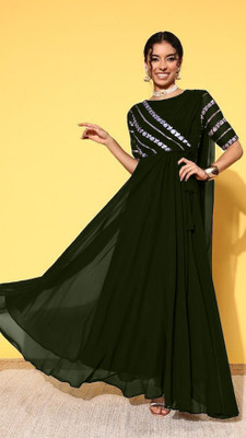 SANCIA Flared/A-line Gown(Dark Green)