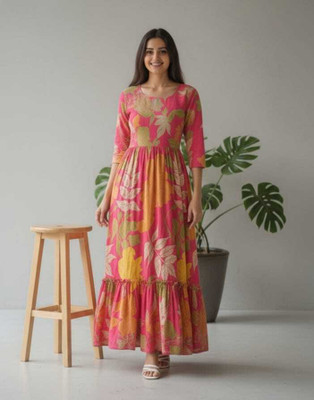 DivaFashionWear Straight Gown(Pink)