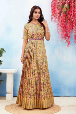 Odd by chansi Trendz Anarkali Gown(Yellow)