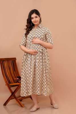 ATHARVSTYLES Flared/A-line Gown(Beige)