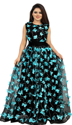 3Buddy Fashion Flared/A-line Gown(Black, Light Blue)