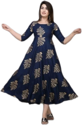 GALAXY CREATION Anarkali Gown(Blue)