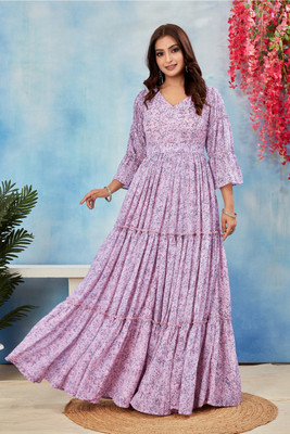Odd by chansi Trendz Flared/A-line Gown(Pink)