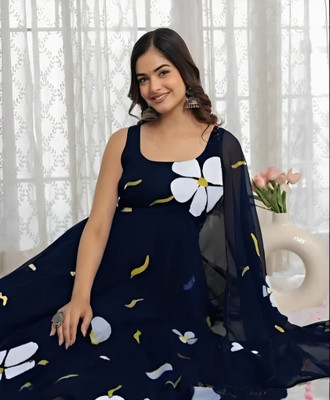 MBI CREATION Anarkali Gown(Black)