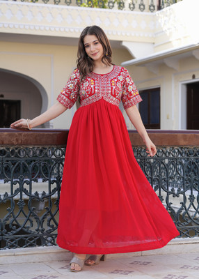 Sitaram Designer Flared/A-line Gown(Red)