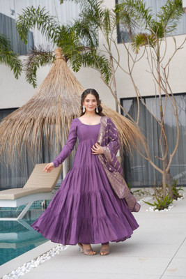 riddhi fashion Flared/A-line Gown(Purple)