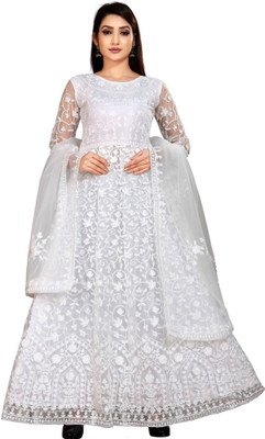 LADY SHOPI Anarkali Gown(White)
