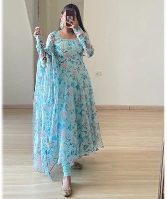 REVA ENTERPRISE Anarkali Gown(Light Blue)