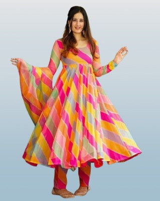 HA FASHION Anarkali Gown(Multicolor)