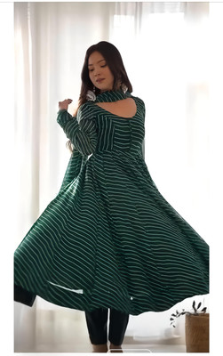 Vanray Fashion Anarkali Gown(Green)