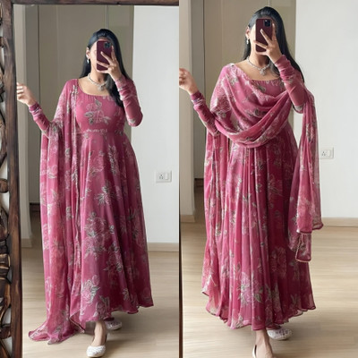 RIYAACLOTHING Anarkali Gown(Pink)