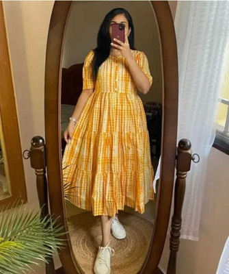 HIRDAY CREATION Flared/A-line Gown(Yellow)