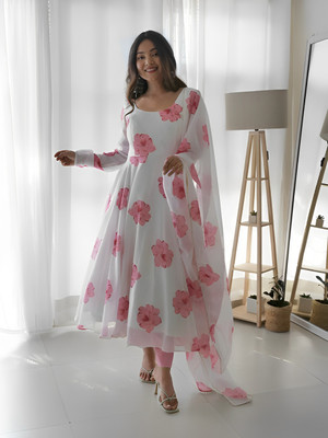 hotixo Anarkali Gown(White)