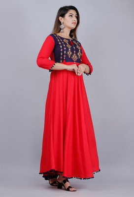 KALAXI Anarkali Gown(Red)