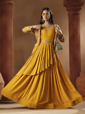 Madhuram Flared/A-line Gown(Yellow)