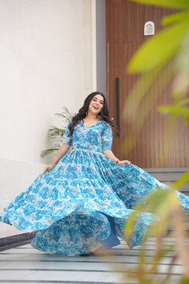 King Creation Flared/A-line Gown(Blue)