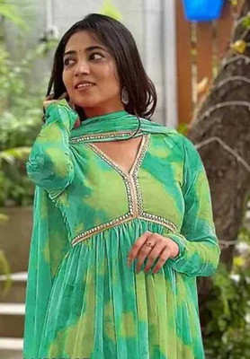 HILORI FASHION Anarkali Gown(Green)