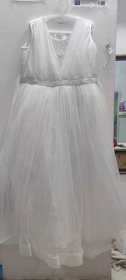 fashion Dream spot Flared/A-line Gown(White)