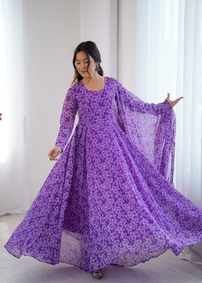 PARV ENTERPRISE Anarkali Gown(Purple)