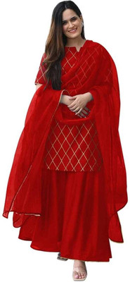 ESHANAY ENTERPRISE Flared/A-line Gown(Red)