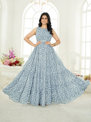 Odd by chansi Trendz Anarkali Gown(Blue)