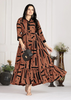 StyleWears Anarkali Gown(Brown)