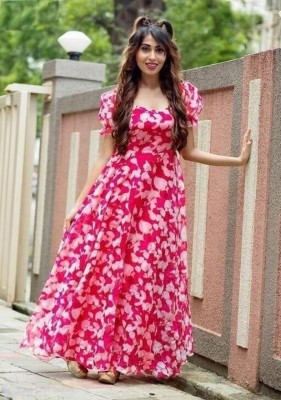 Fashion2wear Anarkali Gown(Pink)
