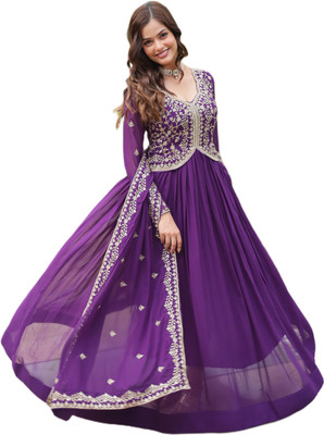MAA ENTERPRISE Flared/A-line Gown(Purple)
