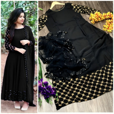 FADIFY FASHION Flared/A-line Gown(Black)