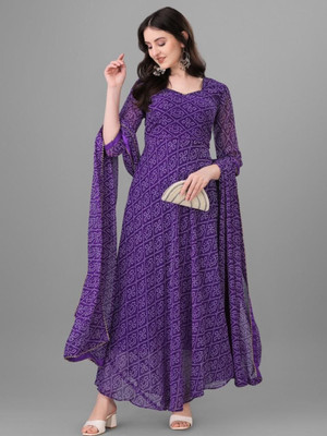 Muskan Collection Anarkali Gown(Black)