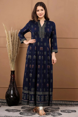 SATLOK CREATION Anarkali Gown(Blue)