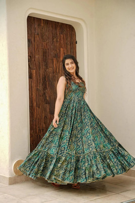 VIMURA FASHION Flared/A-line Gown(Green)