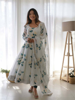 DHYAN CREATION ONLINE Anarkali Gown(White)