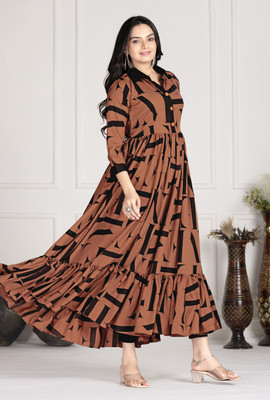Ayesha Fashion Anarkali Gown(Brown)
