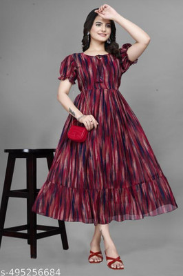 MISS CLOTHING Straight Gown(Maroon)
