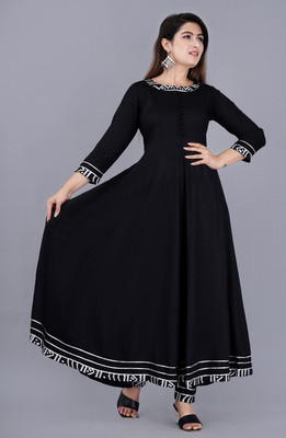 RF CLOTHES Solid Anarkali Kurta, Bottom & Dupatta Set