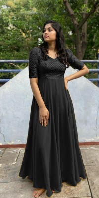 Jay Gopal Tex Anarkali Gown(Black)