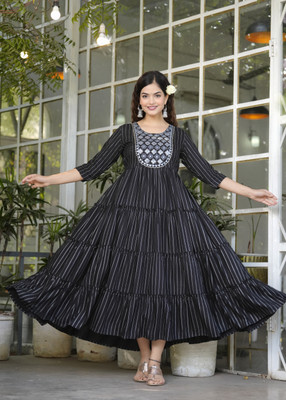 CHARVI CREATION Flared/A-line Gown(Black)
