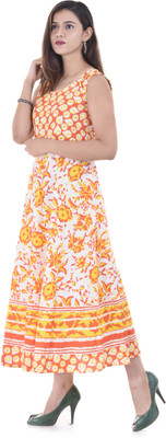 sanracchna fabricss Flared/A-line Gown(Yellow)