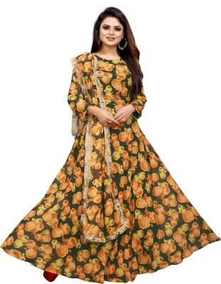 KV Fashion Anarkali Gown(Yellow)