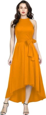 SHREE KSHETRAPAL CREATION Straight Gown(Yellow)