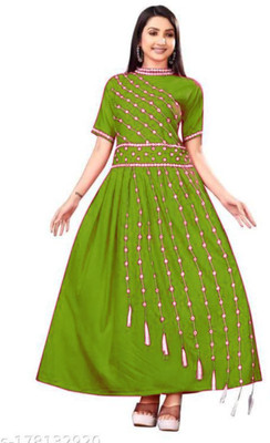KARAN TEXTILES Flared/A-line Gown(Green)