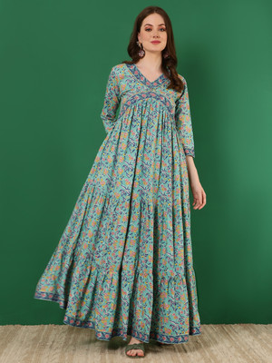 GLAM ROOTS Flared/A-line Gown(Green)