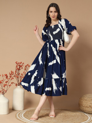 Femvy Anarkali Gown(Dark Blue)