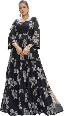 Odd by chansi Trendz Flared/A-line Gown(Black)