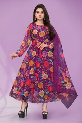 RaxuEnterprise Anarkali Gown(Purple)